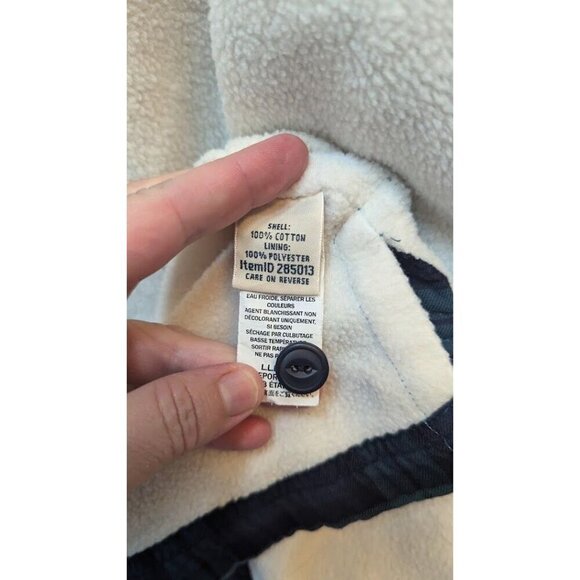 L.L. Bean Flannel Shacket Men's Large Plaid Black Watch Button Sweater - Picture 6 of 8